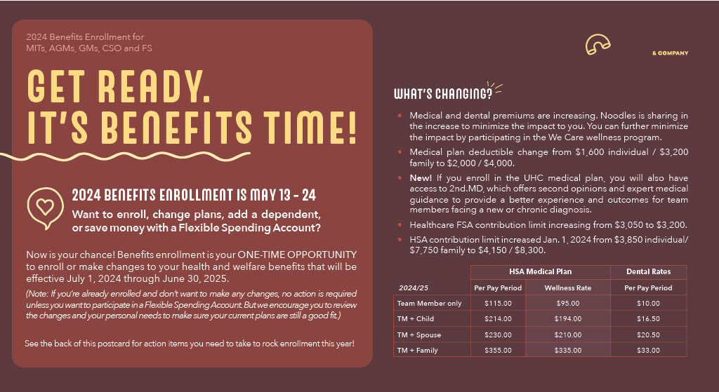 MJ Insurance Noodles & Company open enrollment